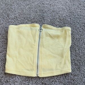 Butter Yellow Zippered Women's Crop Top